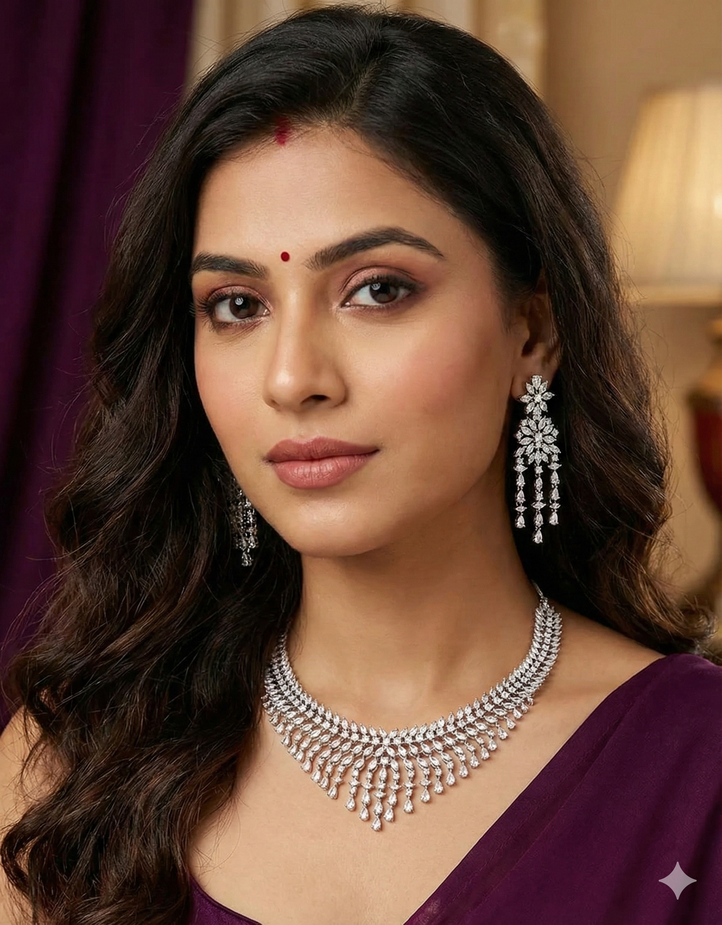 Designer Rhodium Polish Zirconia Necklace Set