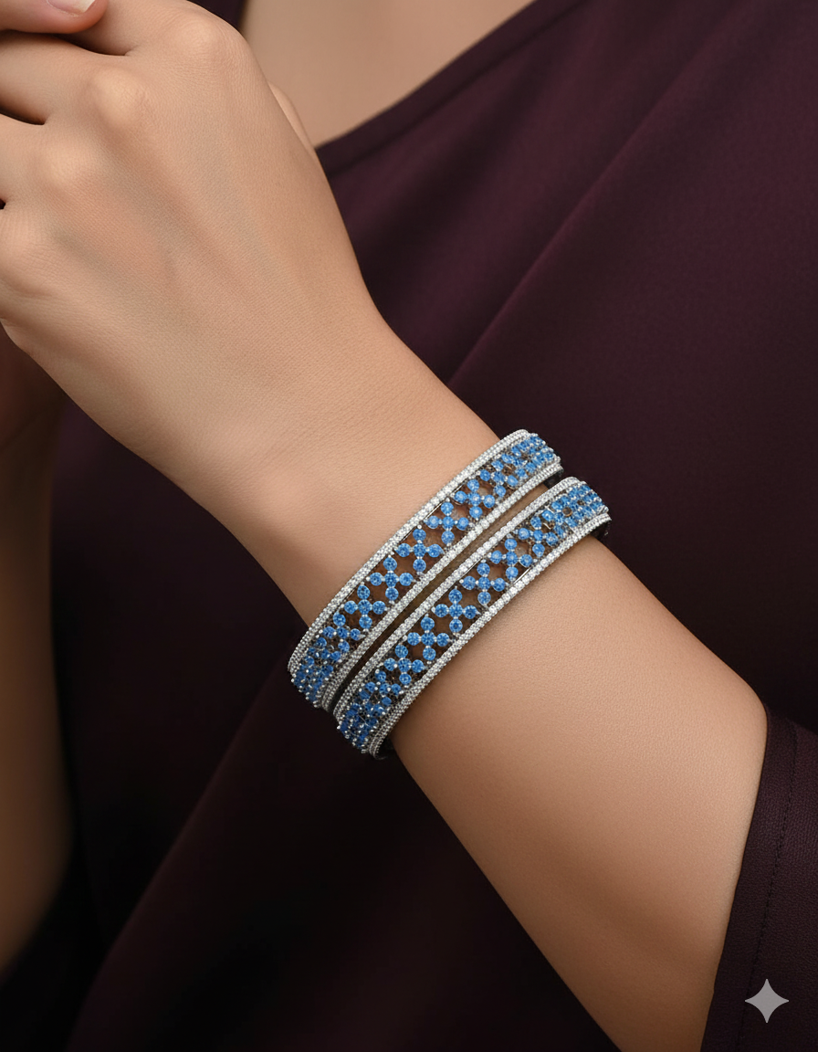 Designer Zirconia Rhodium Plated Bangles