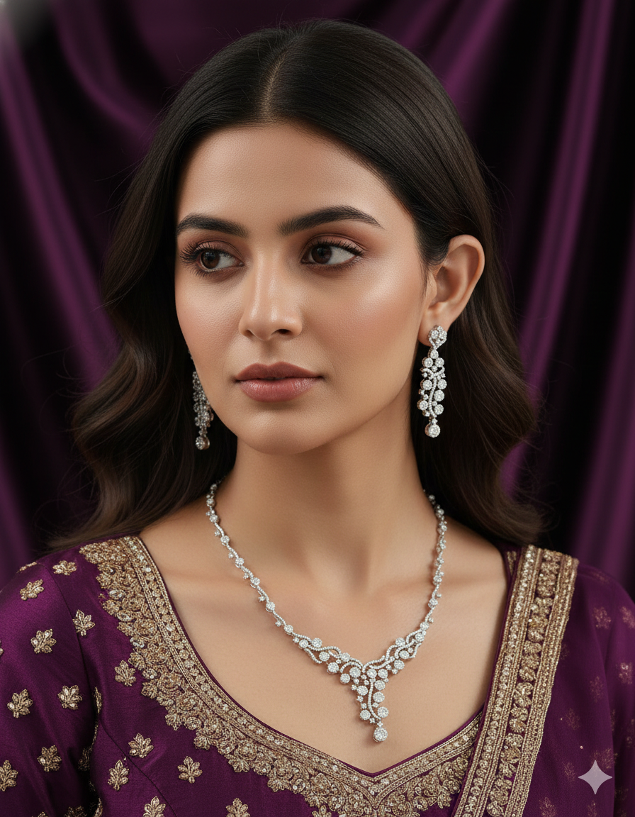 Designer Zirconia Crystal Elegance Necklace Set