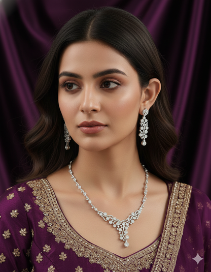 Designer Zirconia Crystal Elegance Necklace Set