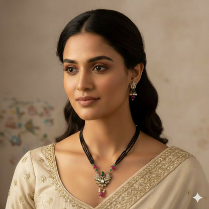 Zirconia Victorian Black Bead Mangalsutra