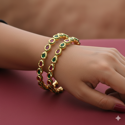 Designer Matt Antique Kempu Kundan Bangles