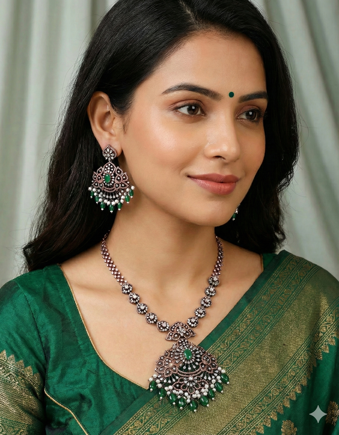 Designer BlackRose Polish Zirconia Necklace Set