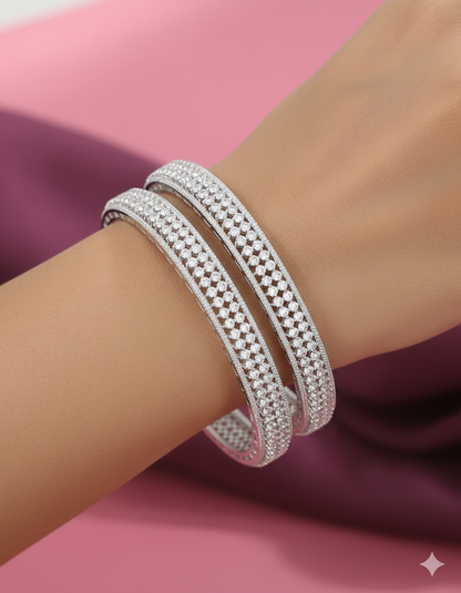 Designer Zirconia Rhodium Plated Bangles