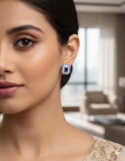 Designer Navy Blue Royal Stud Earrings