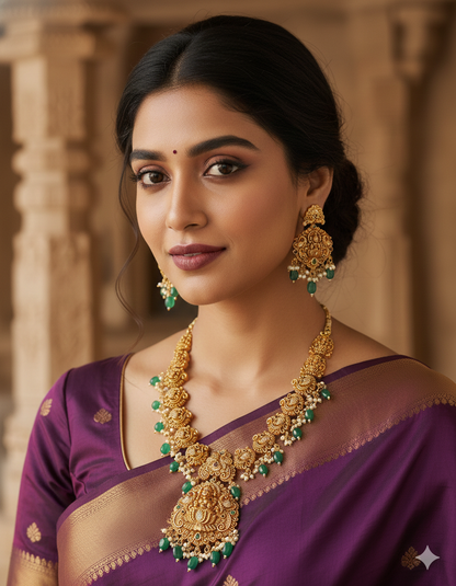 Designer Lakshmi Devi Kempu Necklace Set