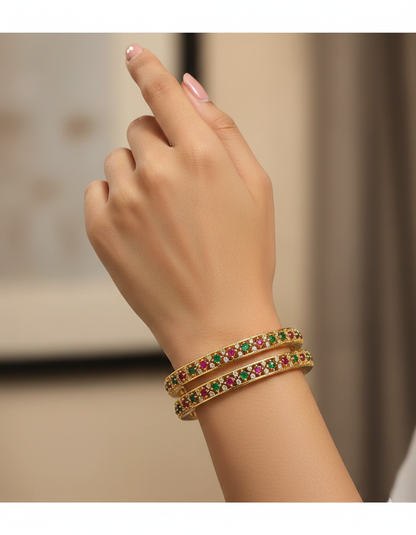 Designer Zirconia Gold Plated Bangles