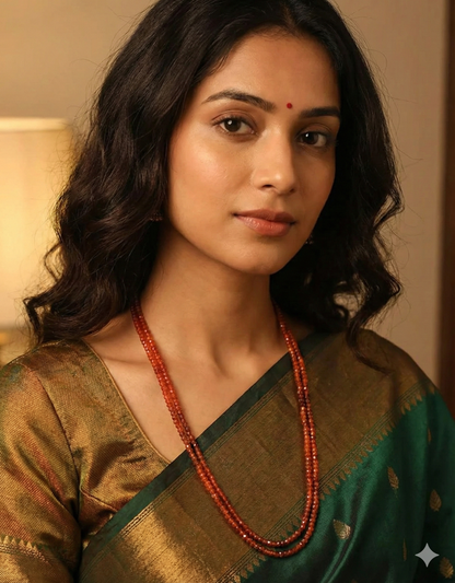 Designer 2-Lines Orange Cz Beads Mala