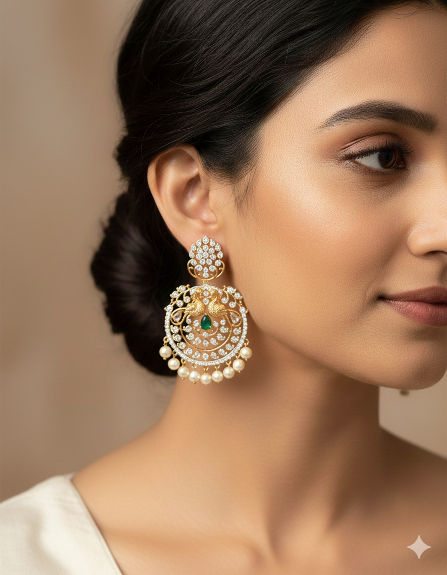 Designer Zirconia GJ Dangler Earrings