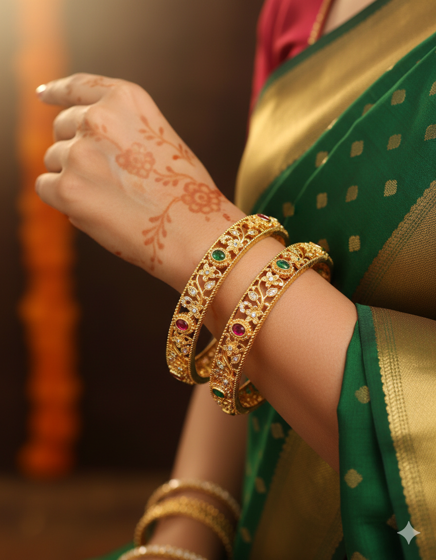 Designer Zirconia Gold Plated Bangles