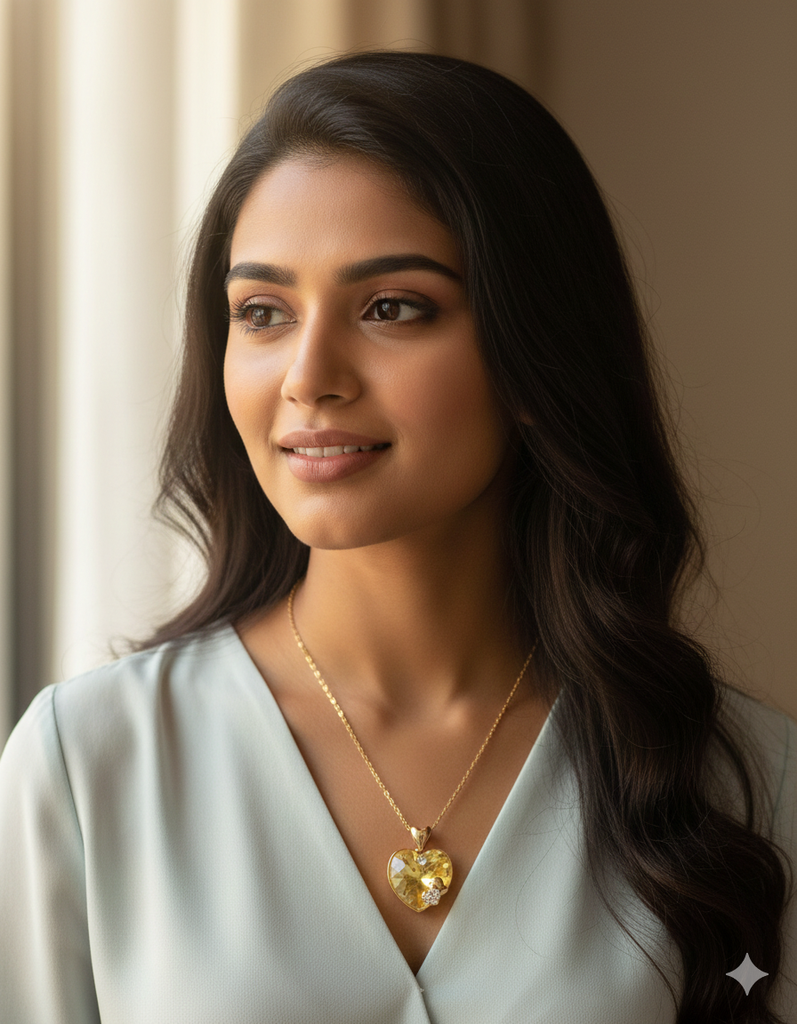 Swarovski Yellow and White Crystal Chain Pendant