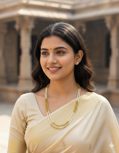 Designer 2-Lines Yellow Cz Beads Mala