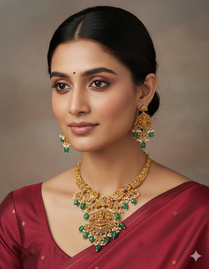 Designer Lakshmi Devi Kempu Necklace Set