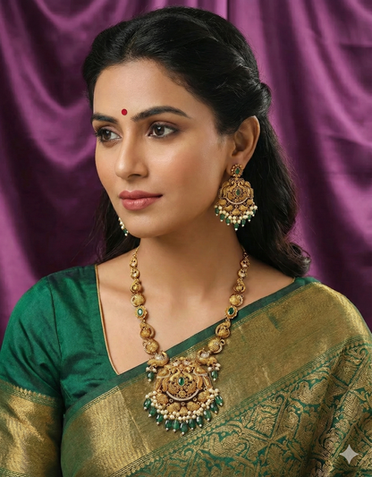 Designer Elegant Matt Kempu Necklace Set