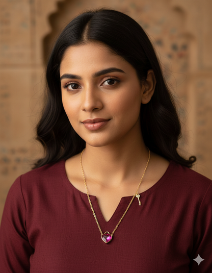 Swarovski Crystal Love Lock Crystal Chain Pendant