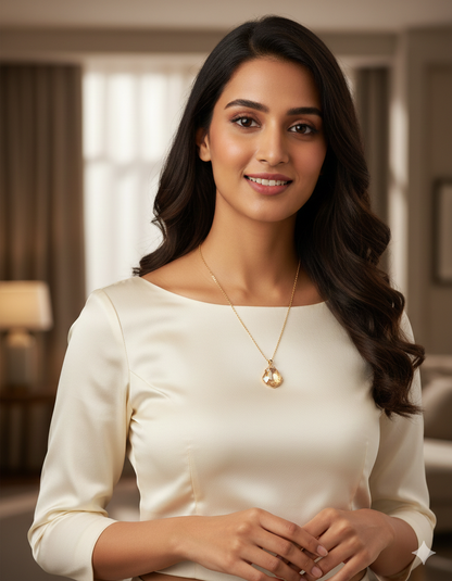 Swarovski Crystal Golden Seashell Luxe Chain Pendant