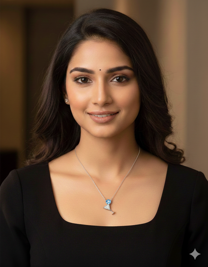 Swarovski Crystal Blue Martini Spark Chain Pendant