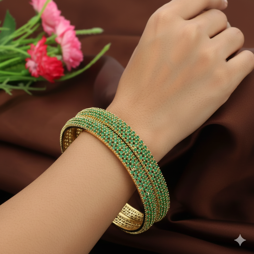 Designer Green Zirconia Bangles