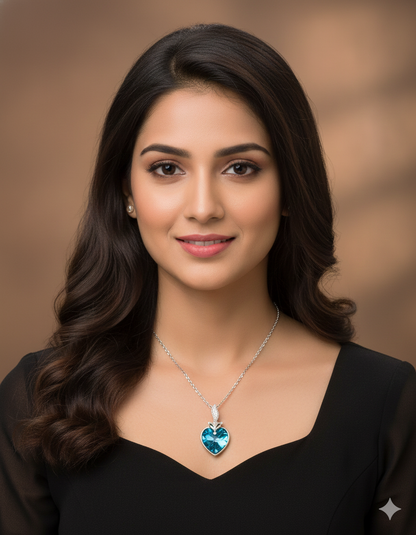 Swarovski Crystal Aqua Blue Chain Pendant