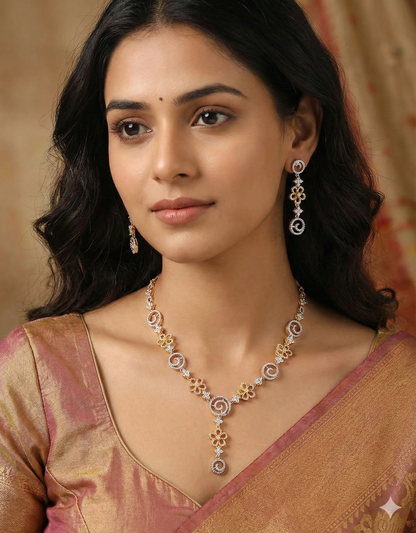 Designer GJ Polish Zirconia Necklace Set