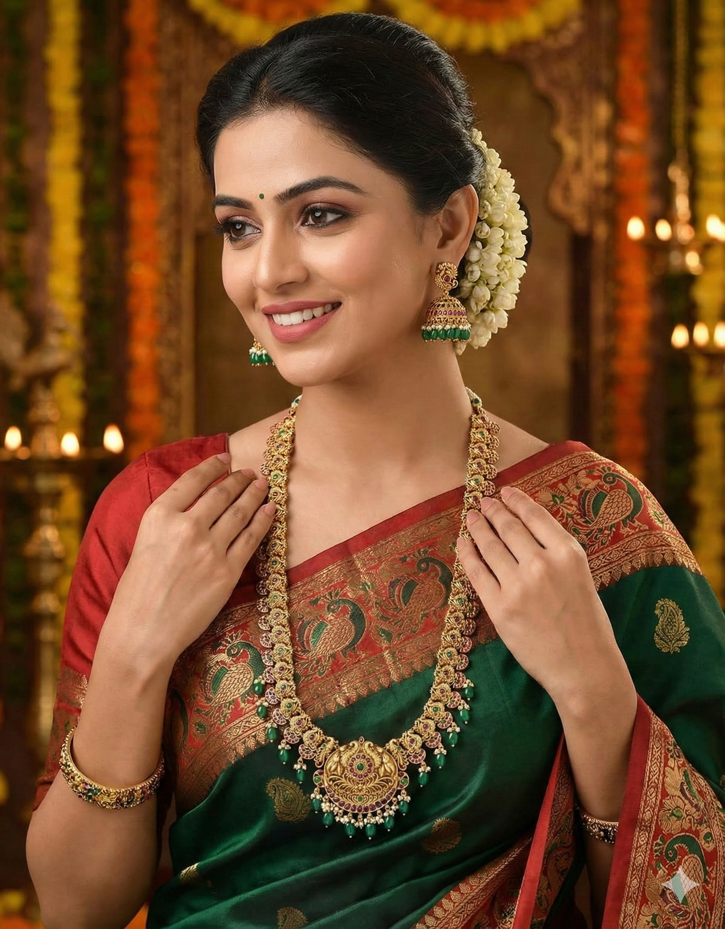 Designer Peacock Grand Wedding Haaram Set