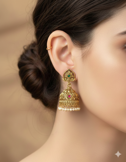 Designer Matt Kempu Floral Design Jhumka Earrings