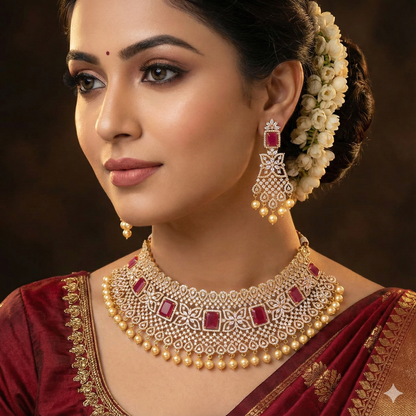 Zirconia Gold Choker Set