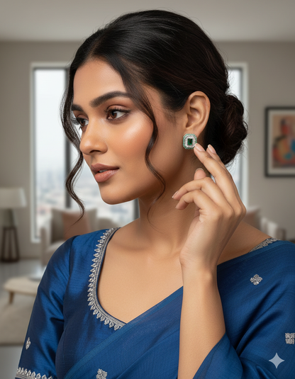 Designer Emerald Royal Stud Earrings