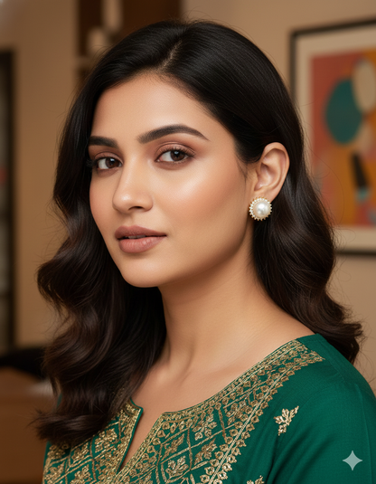 Designer Classic Pearl Elegance Stud Earrings