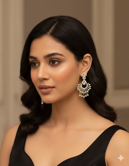 Designer Zirconia Halo Chandbali Earrings