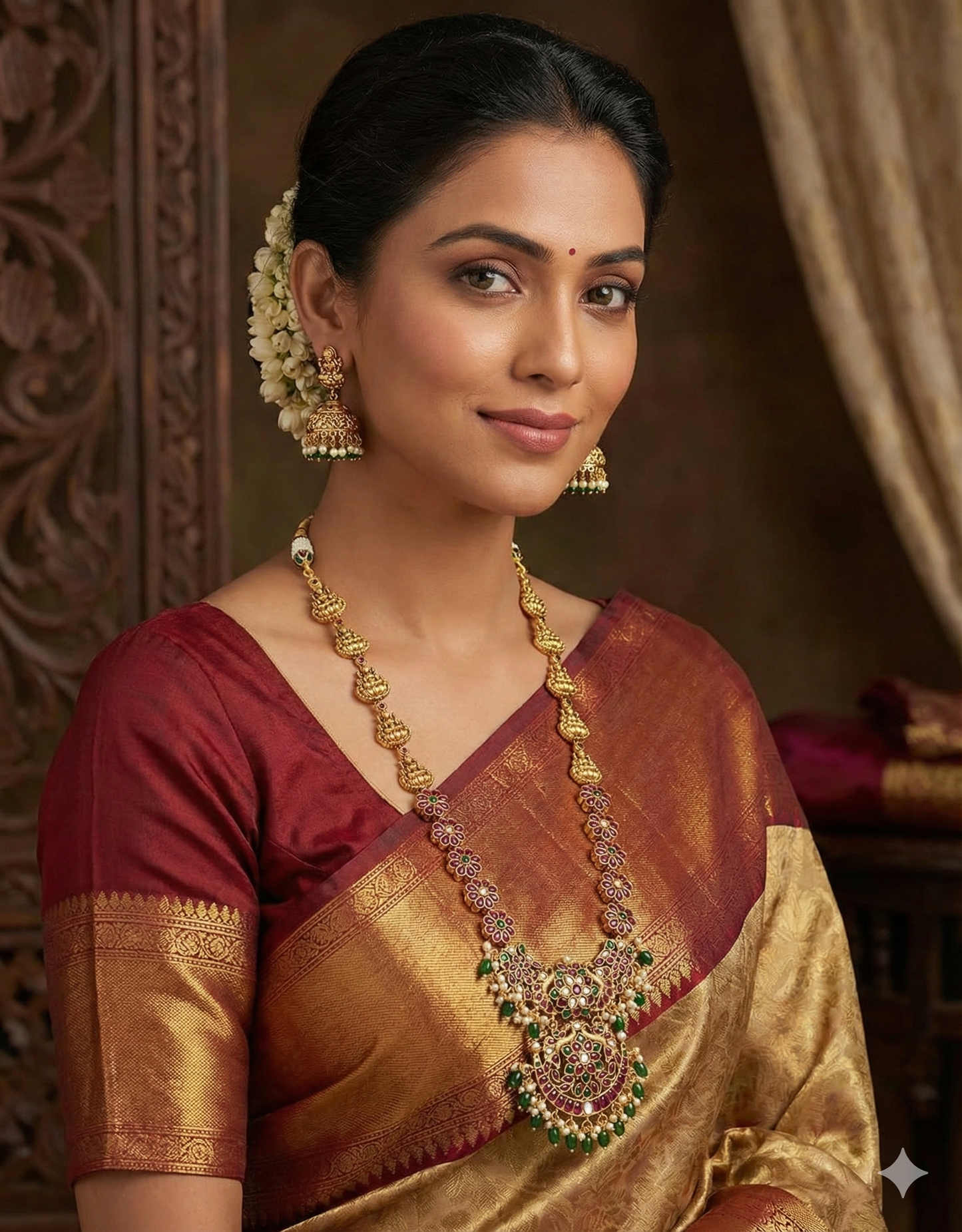 Designer Floral  Matt Kempu Long Haaram