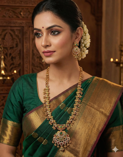 Designer Matt Zirconia Long Haaram Set