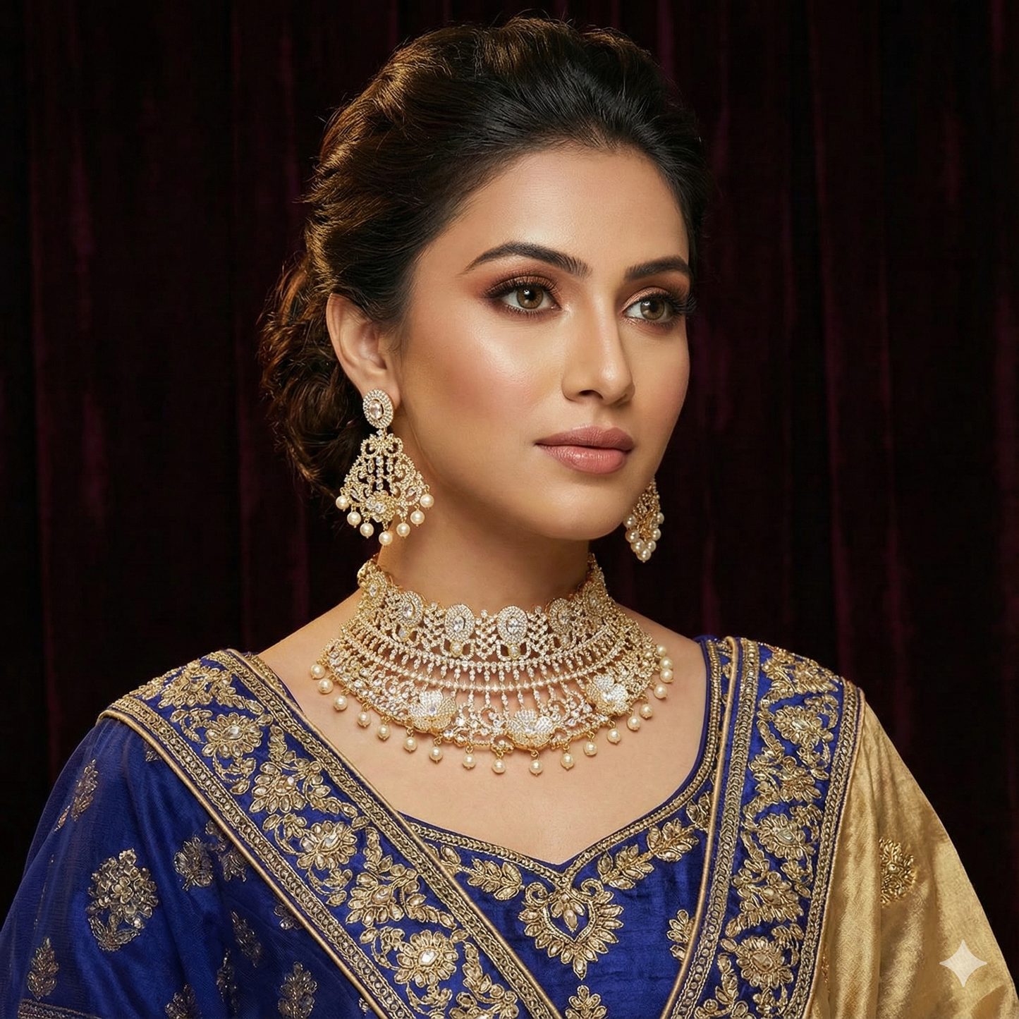 Designer Gold Zirconia Choker Set