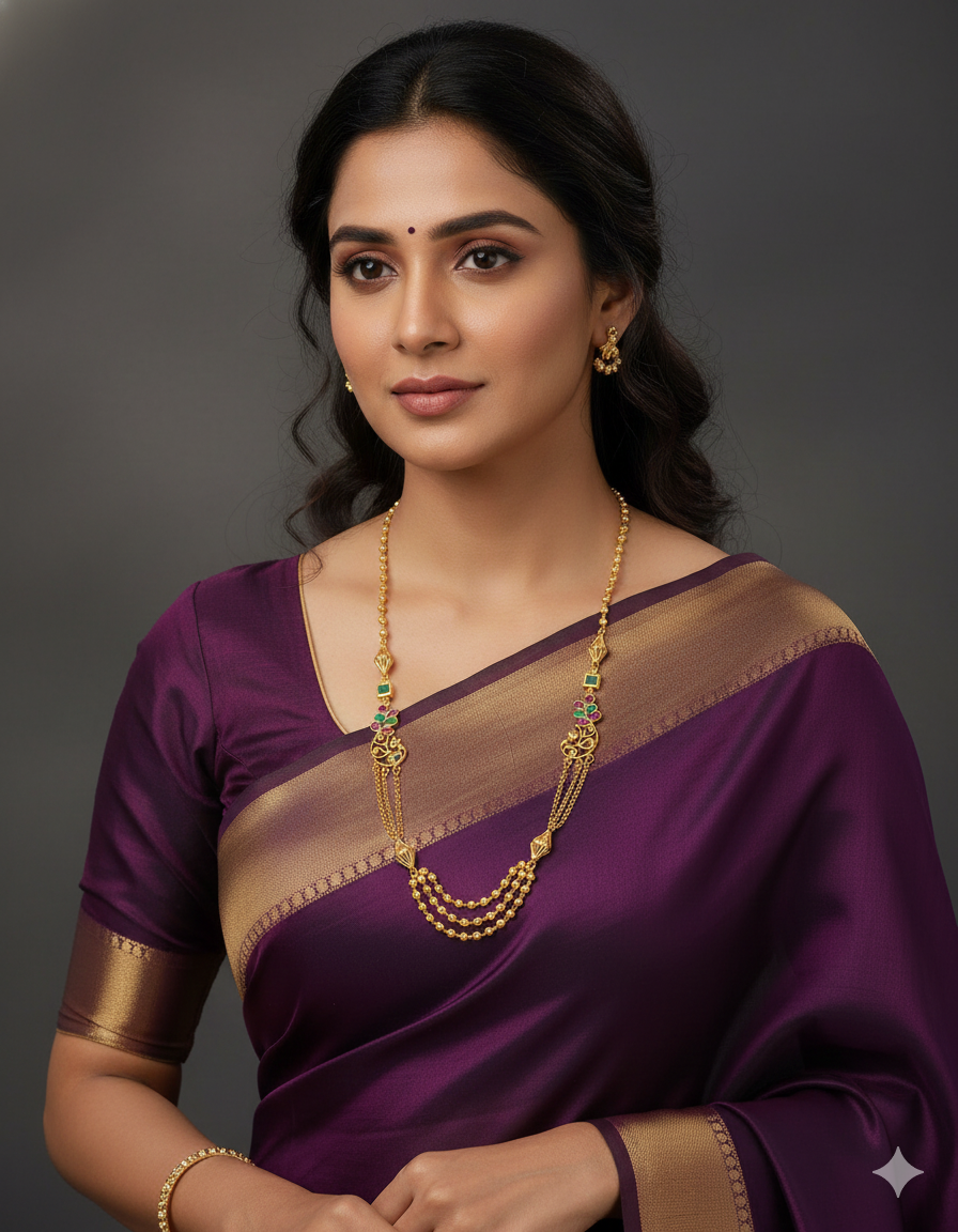 Designer Peacock Charm Temple Necklace Thali Chain