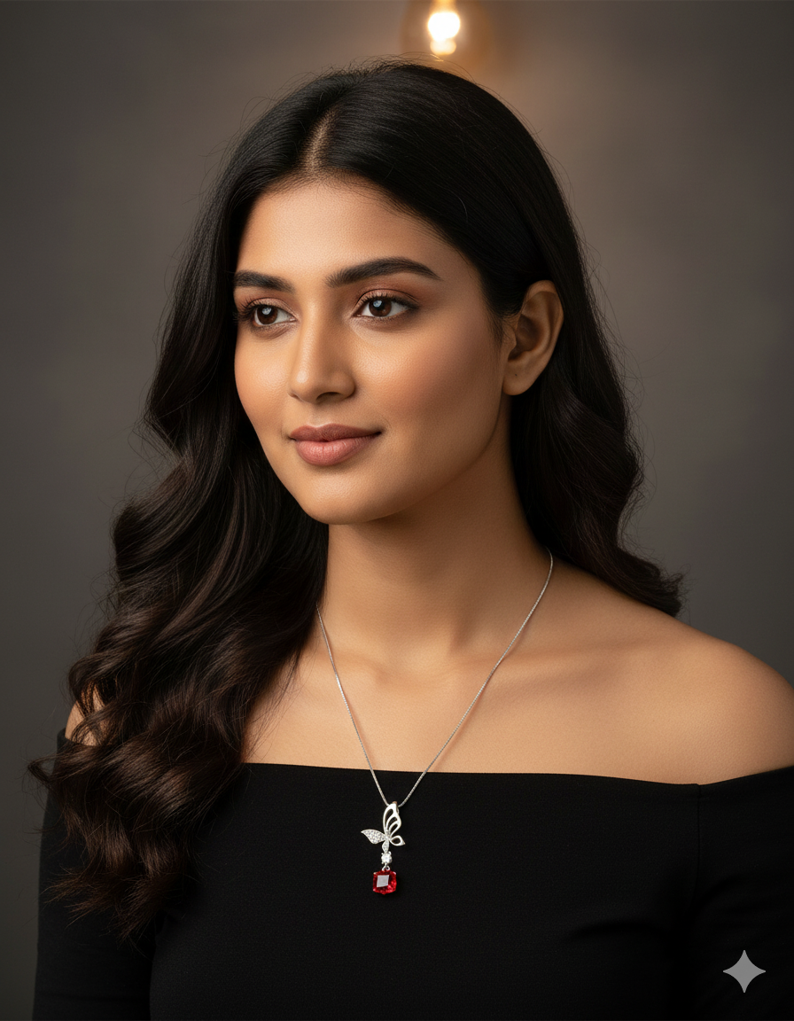 Swarovski Crystal Scarlet Flutter Chain Pendant