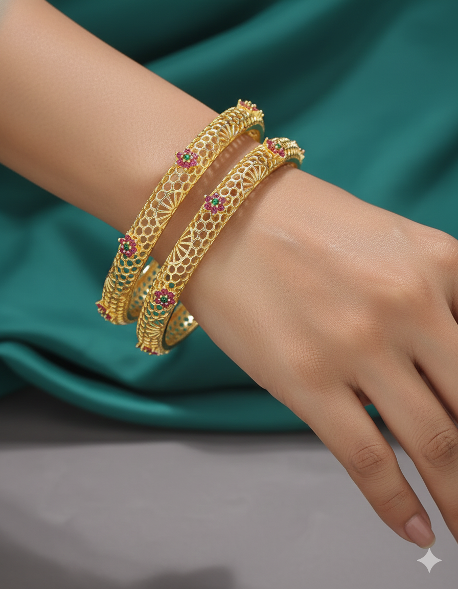 Designer Zirconia Gold Plated Bangles