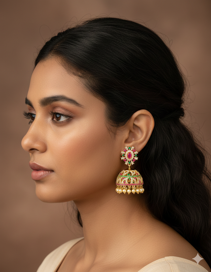 Designer Zirconia Jhumka Earrings