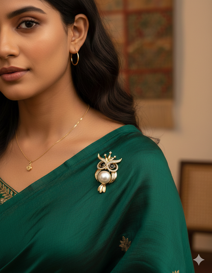 Designer Gold Polish Zirconia Brooch