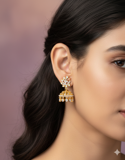 Designer Zirconia Peacock Shaped Jhumka