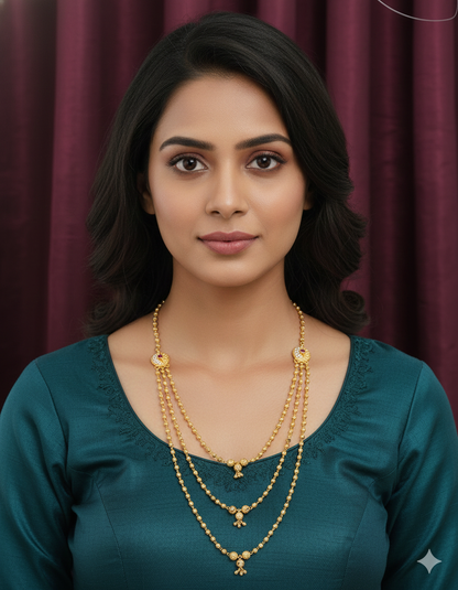 Designer Triveni Gold Bead Haaram Thali Chain