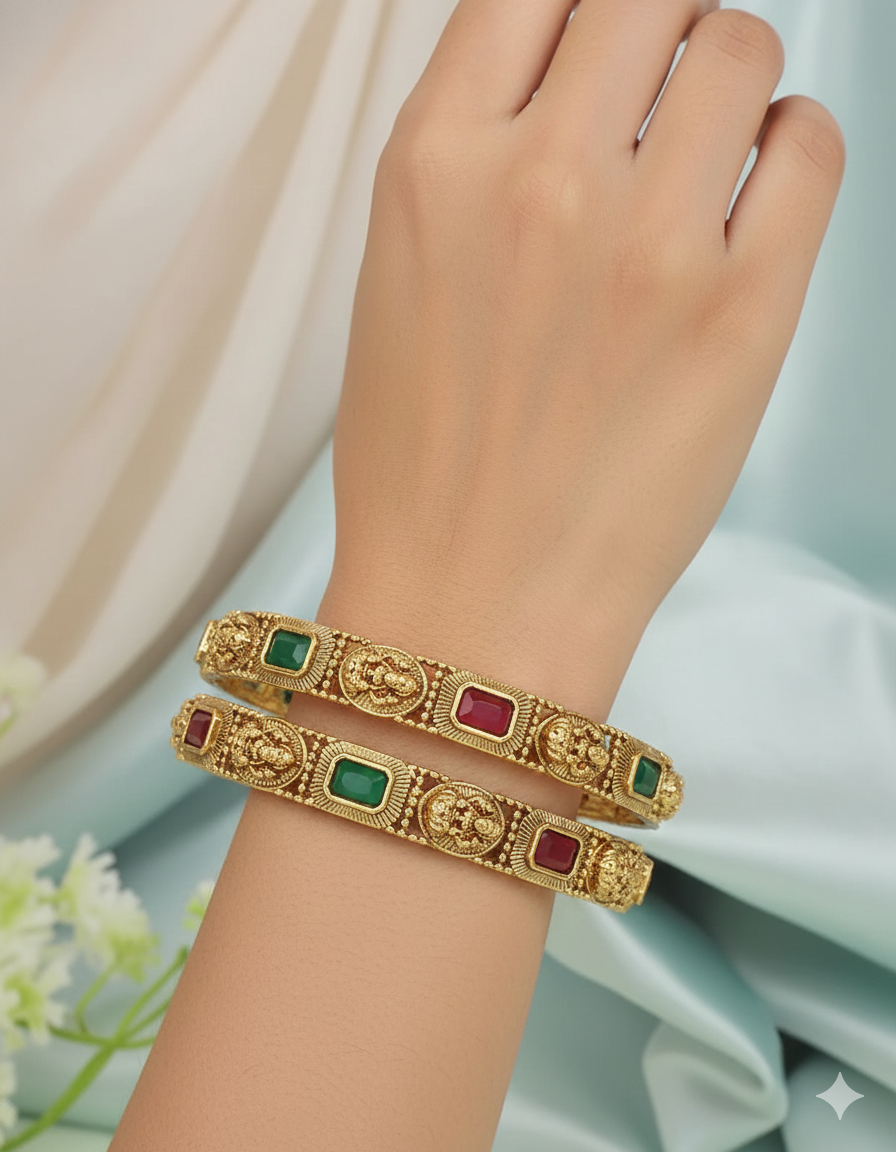 Designer Lakshmi Devi Matt Stone Bangles ZBGL11089