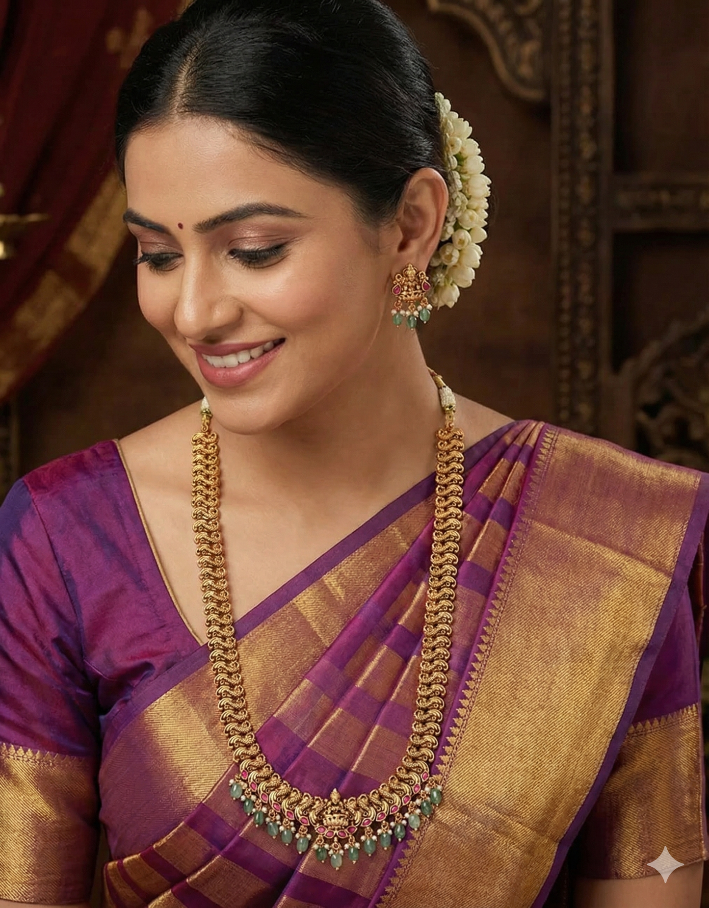 Designer Matt Kempu Lakshmi Devi Long Haaram Set