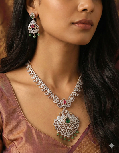 Designer GJ Polish Zirconia Necklace Set