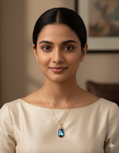 Swarovski Crystal Aqua Blue Chain Pendant