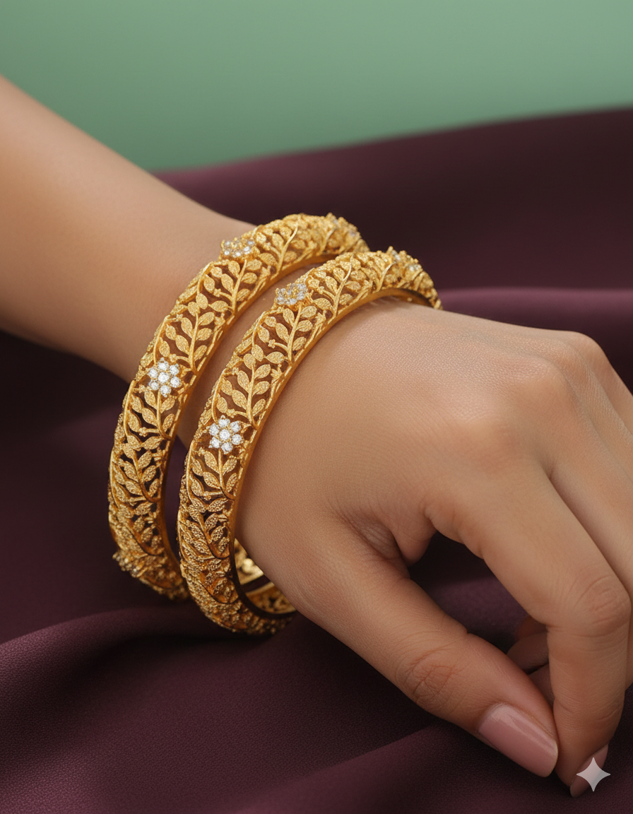 Designer Zirconia Floral Bangles
