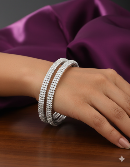 Designer Zirconia Rhodhium Plated Bangles