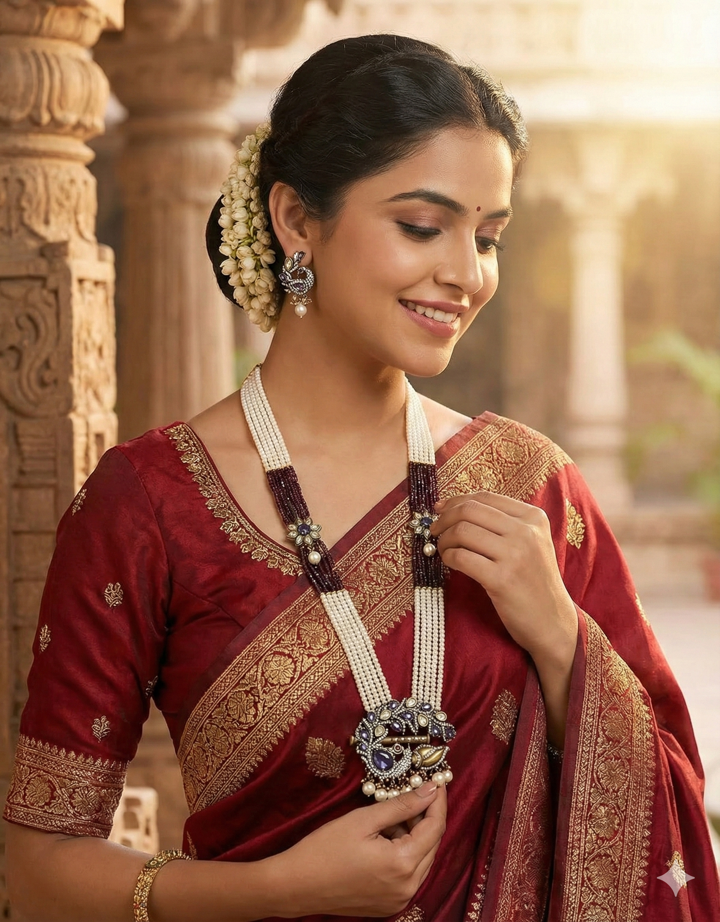 Designer Victorian Peacock Elegance Temple Set Beads Mala