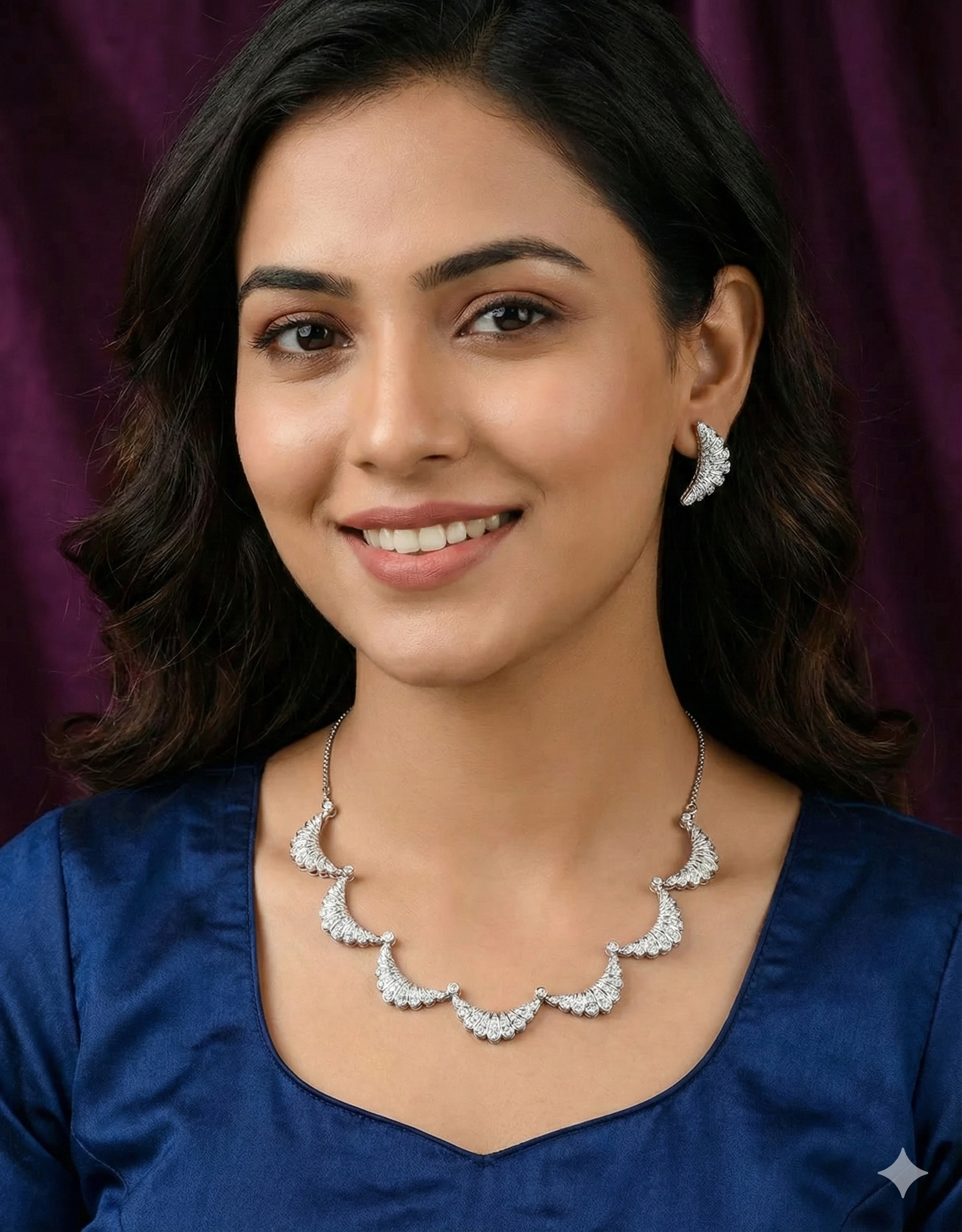 Designer Zirconia Rhodium Necklace Set