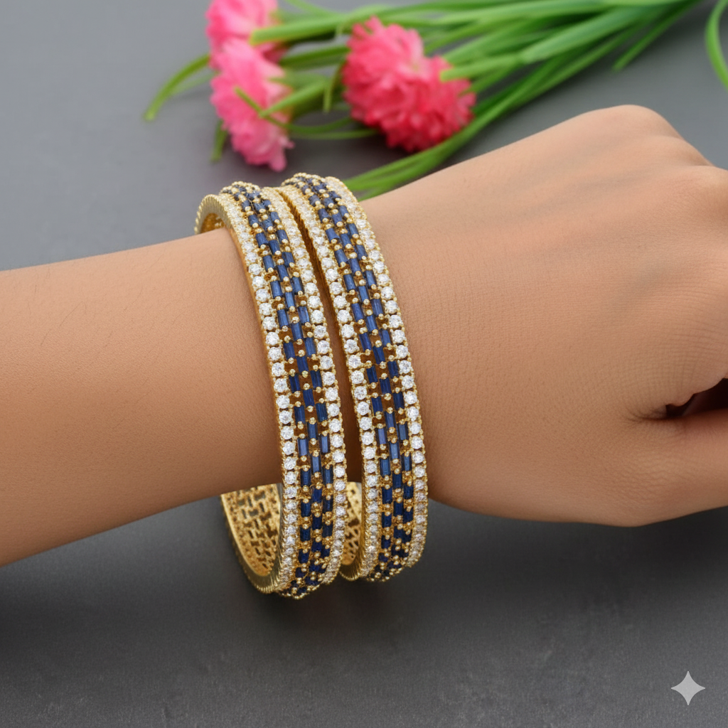 Zirconia Navy Blue Bangles