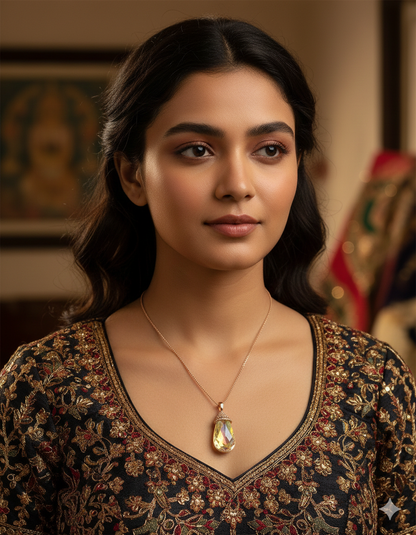 Swarovski Yellow and White Crystal Chain Pendant